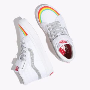 Vans Kiz Çocuk Velcro Ayakkabı Rainbow Toe Cap Sk8-Hi Reissue 138 V Beyaz/Gümüş Yeni Sezon | 27266-3